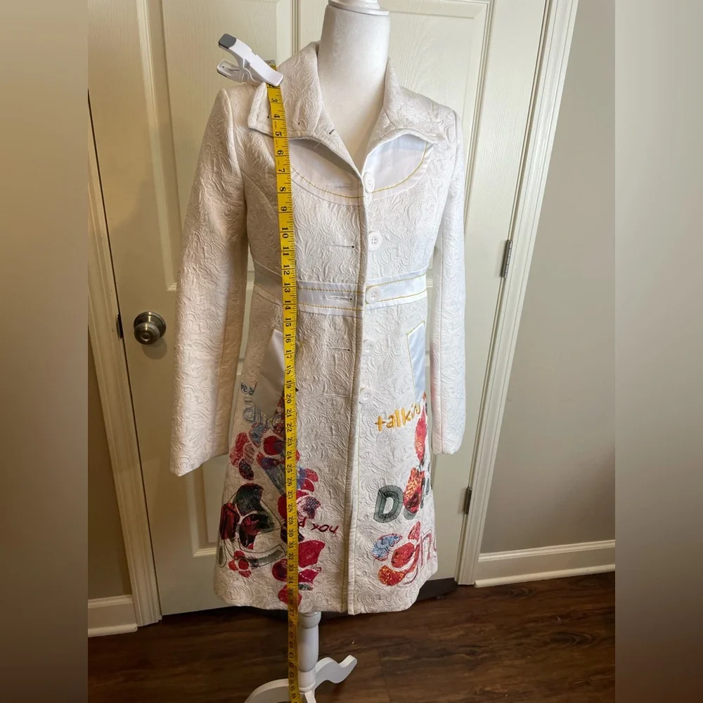 Desigual Embroidered trench coat with Colorful Graphic Design small - Picture 4 of 16